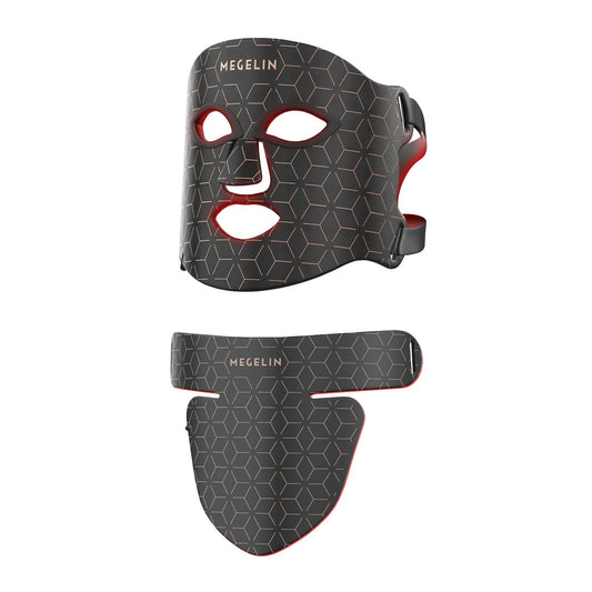 MEGELIN Led Red Light Therapy Face & Neck Mask 7 Colors Led Light Therapy Facial Mask Infrared Red Light Therapy Mask Infrared Light Skin Rejuvenation(Black)
